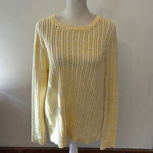 Talbots yellow crewneck lightweight cotton sweater Size M